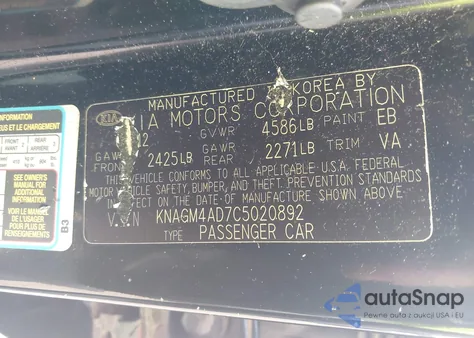 2012 Kia Optima Hybrid Ex from USA, damaged, VIN KNAGM4AD7C5020892